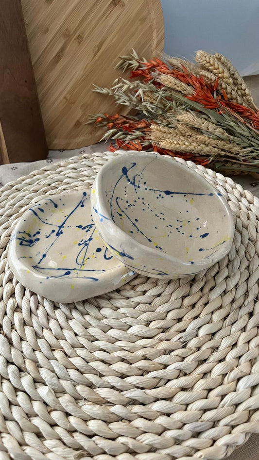 Conjunto Pequeno-almoço Bowl Artesanal - Colecção Flores e Rabiscos - APENAS DISPONÍVEL POR ENCOMENDA